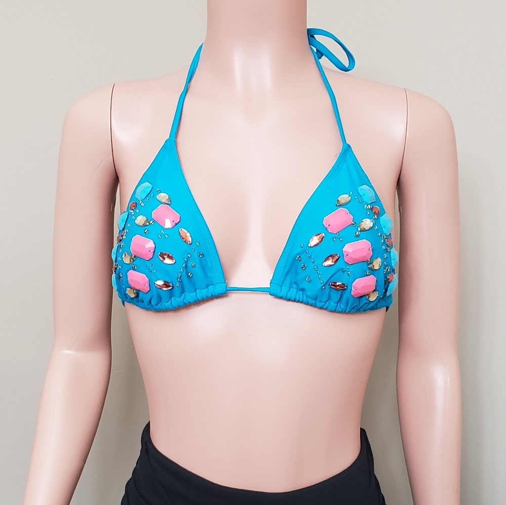 Blue Bikini Top w/ Jewels Size S/M